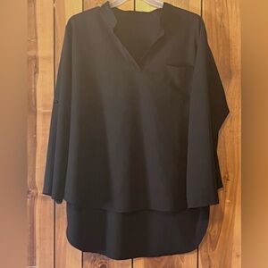 Chic Black V-Neck Women's Blouse